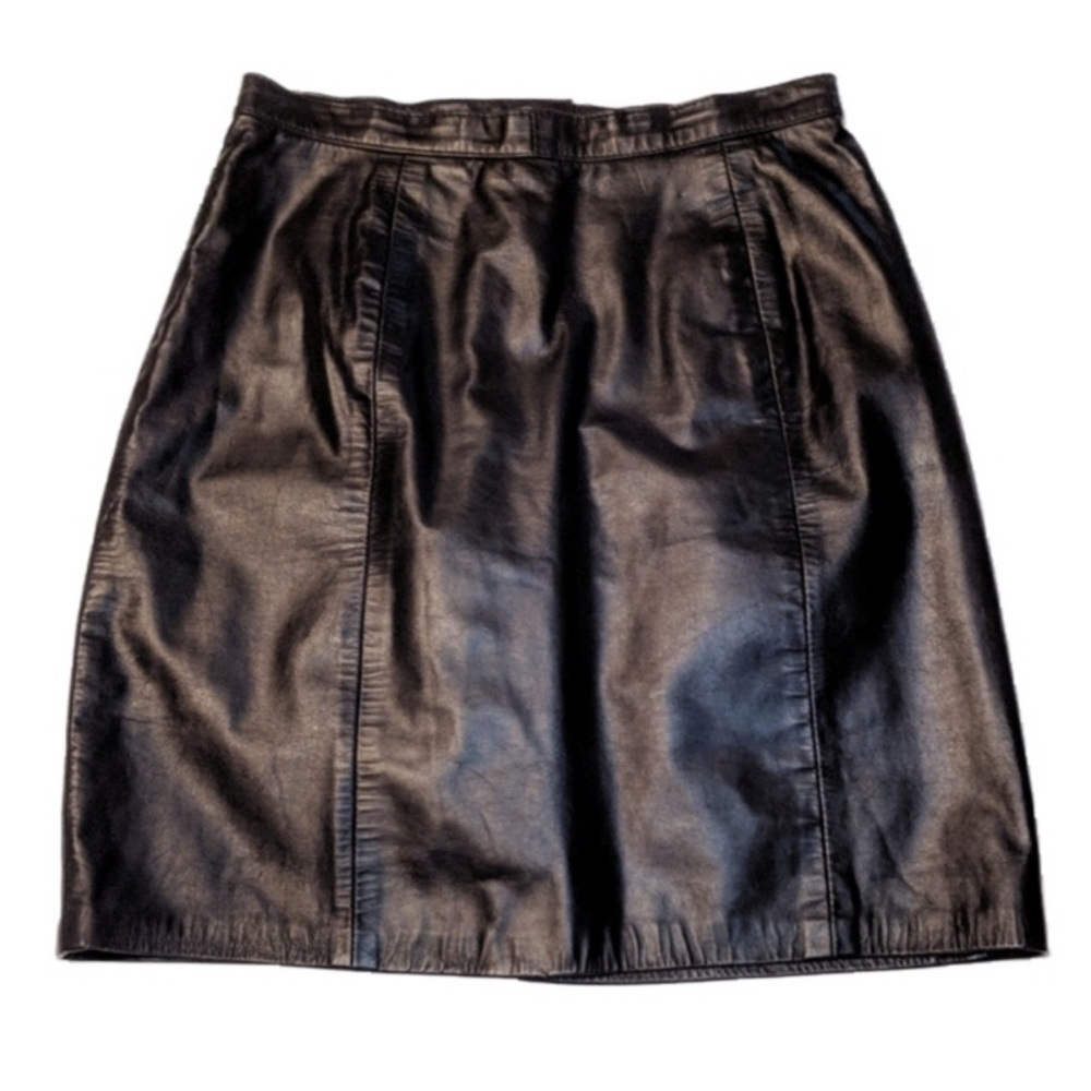 Vintage Black Leather Hi-Rise Mini Skirt